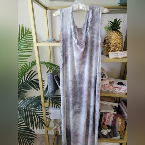 Blue and Purple Tye Dye Beach and Swim Midi Cover Up - Size Medium - Picture 3 of 7